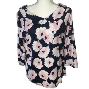 Ann Taylor Floral Peter Pan Collar Top ~size L exc condition